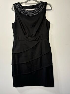 dressbarn Black Beaded Neck Midi Dress